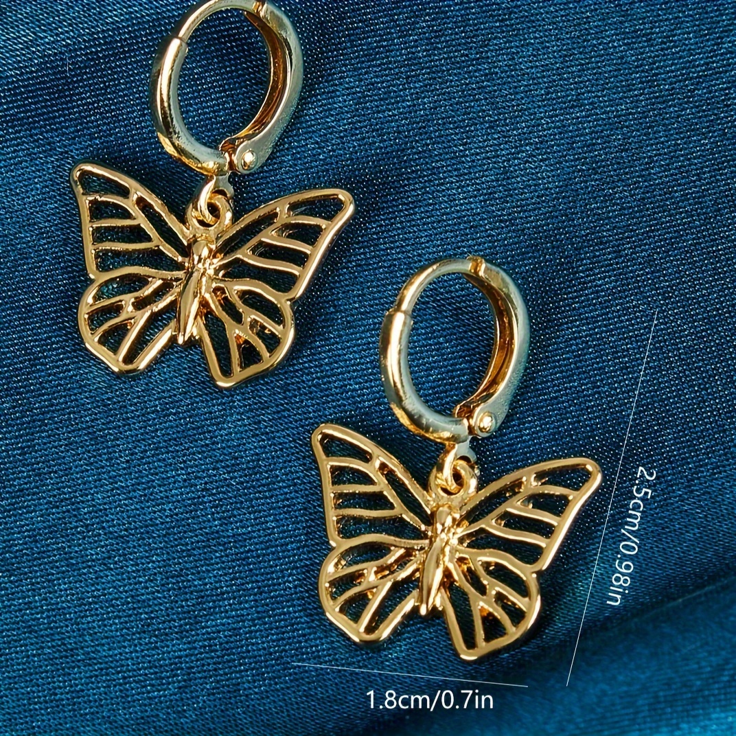 Hollow Butterfly Dangle Earrings Copper Posts